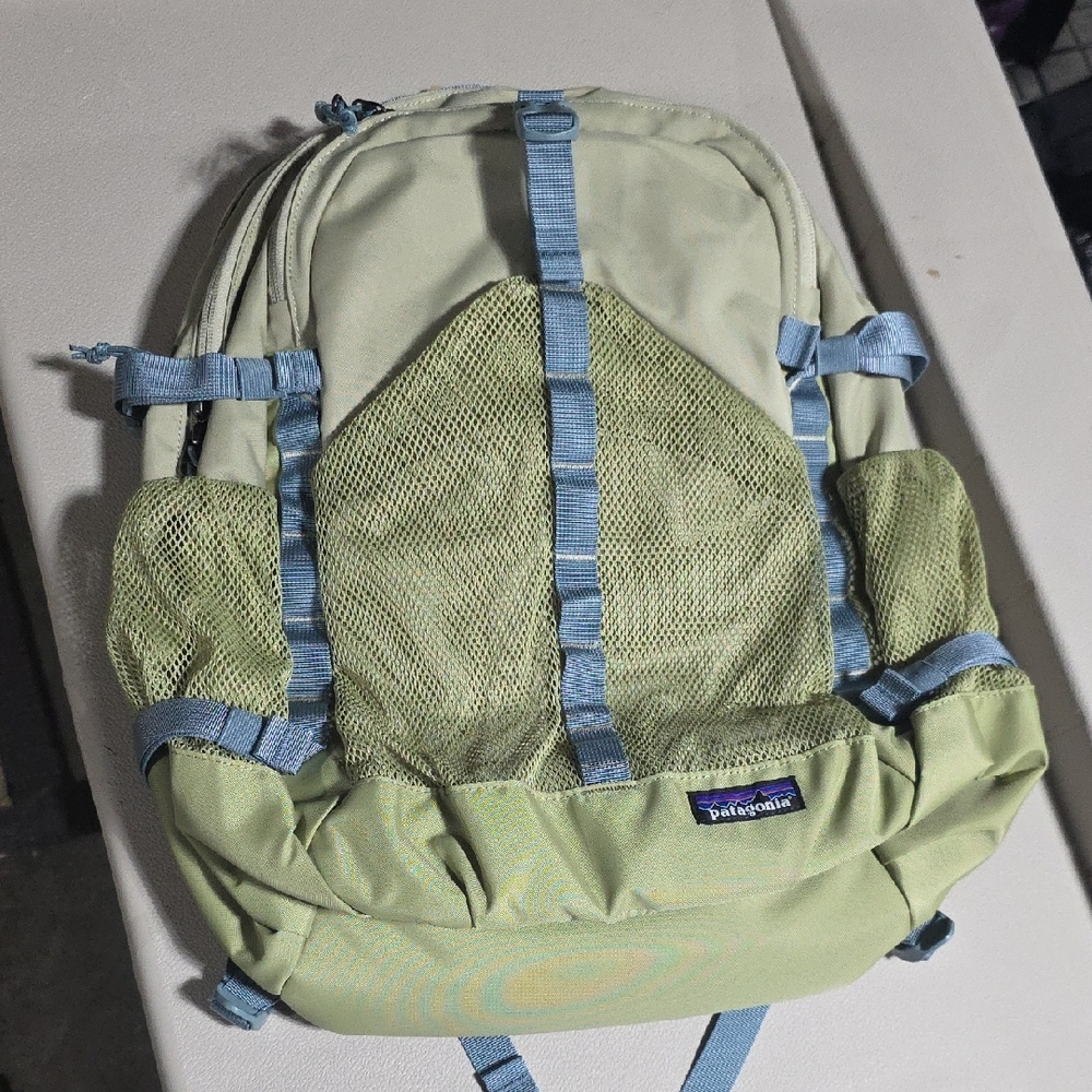 Patagonia Light Green and Light Blue Mesh Backpack